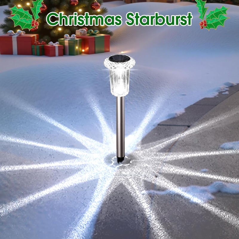 Eyrosa Solar Outdoor Lights, 10 Pack Waterproof Stainless Steel Solar Stake Lights for Pathway Garden Yard Path Walkway Driveway Lawn Patio Outside Decor, Cool White - Image 4